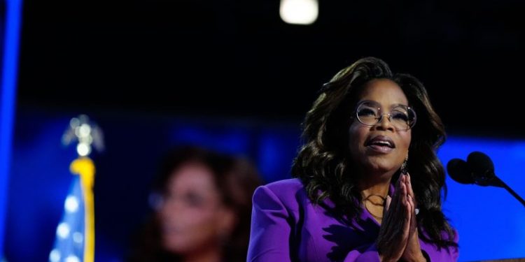 Oprah says in surprise DNC speech to choose ‘joy’ and vote Harris